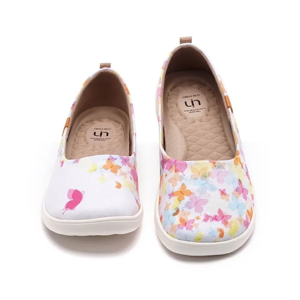 UIN Women's Ballet Flats Slip On Pointed Toe Casual Loafers(Painted Butterflies)